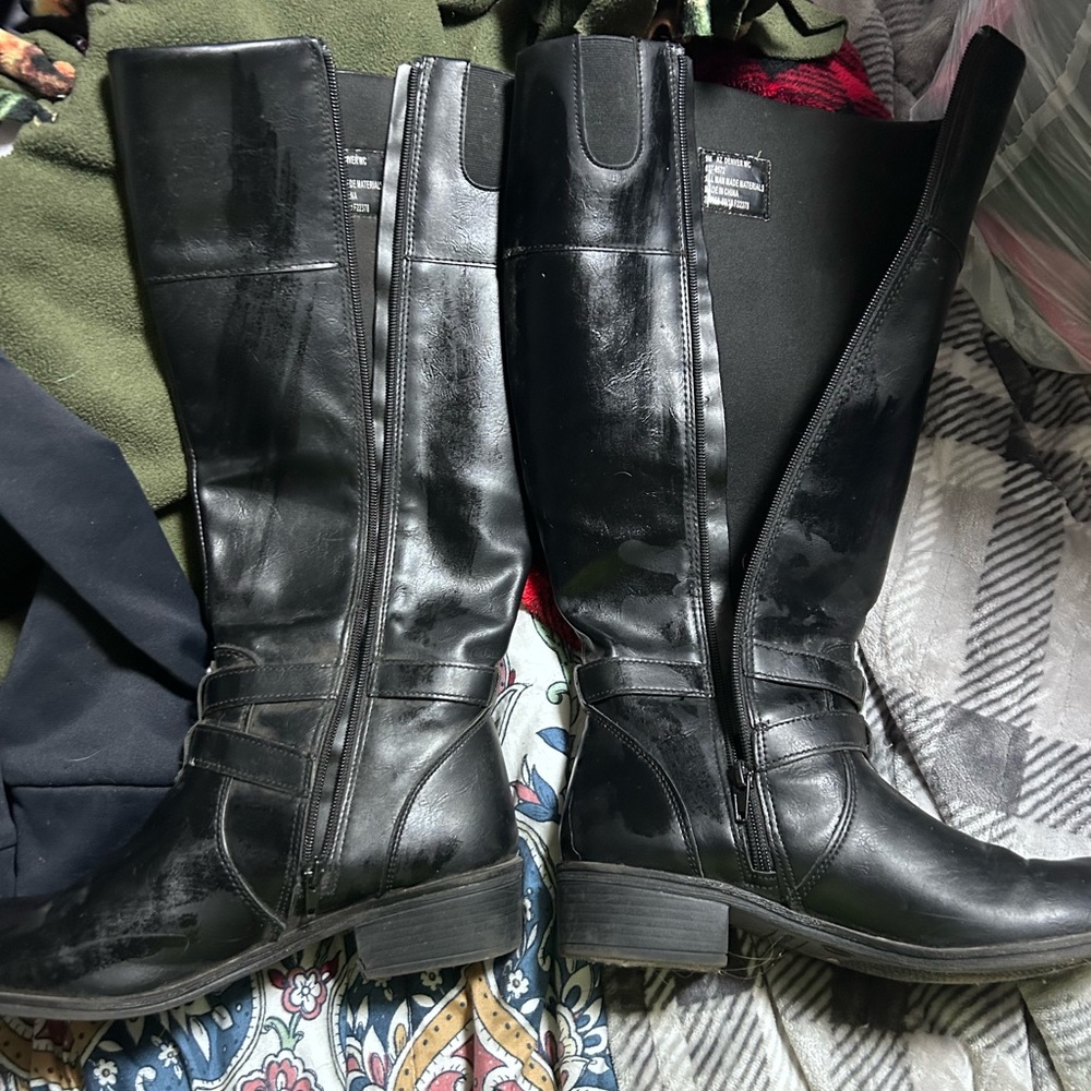 Black leather boots